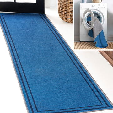 Sloane Classic 2-stripe Border Washable Area Rug